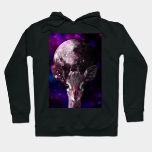 Gazelle antelope in galaxy with full moon Hoodie